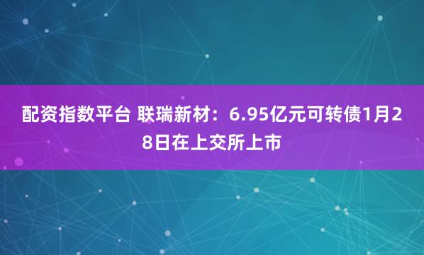 配资指数平台 联瑞新材：6.95亿元可转债1月28日在上交所上市